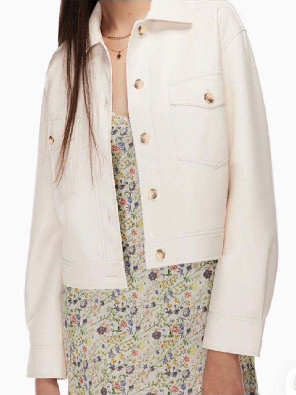 Wilfred Cream Vegan Leather Cropped Jacket